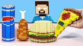 Lego Minecraft Mukbang : FAST FOOD Eating Challenge - Stop Motion Cooking & ASMR Video