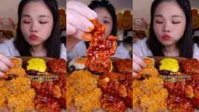 ASMR EATING | Real Mukbang | Spicy Noodle, Spicy Chicken, Dessert | FAST FOOD