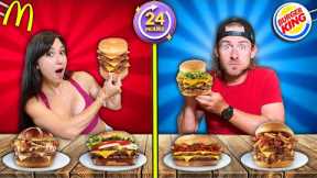 We Ate The UNHEALTHIEST Fast Food Burgers For 24 Hours!