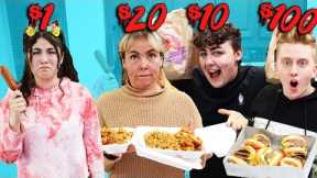 24 HOURS EATING FAST FOOD ON A BUDGET! $1 VS $100! Challenge!