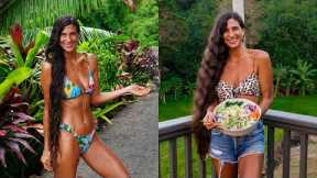 What I Eat 🌺 Raw Vegan 18-Years 🥑 Avocado Hair Mask, Exotic Fruits, Juicing & Healthy Dinner Salads