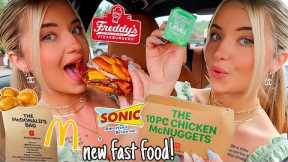 Trying NEW FAST FOOD Items for 24 HOURS! McDonald's, Sonic, Freddy's & more!
