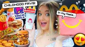 Eating my CHILDHOOD FAVORITE FAST FOOD Items for 24 HOURS!
