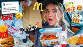 EATING MY SUBSCRIBER'S FAVORITE FAST FOOD ORDERS FOR 24 HOURS!!