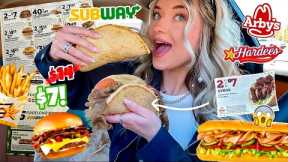 Eating With FAST FOOD NEWSPAPER COUPONS for 24 HOURS CHALLENGE!