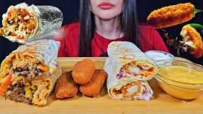 ASMR FAST FOOD | EATING CRISPY CHICKEN SANDWICH + BURRITO MUKBANG