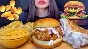 FAST FOOD | CHICKEN BURGER + MEXICAN BURRITO + CHIPS | MUKBANG ASMR | EATING SOUNDS