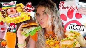 Eating the NEWEST FAST FOOD ITEMS For 24 HOURS!