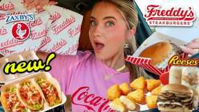 Eating NEW FAST FOOD ITEMS From Zaxby's and Freddy's!