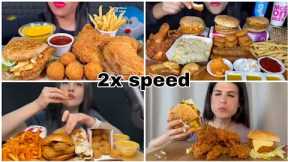 2x speed asmr eating fast food chicken burger fries crispy fried chicken \\ asmr mukbang