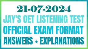 JAY'S 2ND CHANNEL - OET LISTENING TEST 21.07.2024 #oet #oetexam #oetnursing #oetlisteningtest