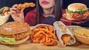 ASMR FAST FOOD | EATING FRIED CHICKEN BURGER, SPICY FRIES MUKBANG