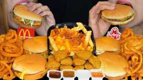 ASMR MCDONALD'S FEAST! CHICKEN MCNUGGETS, CHEESEBURGERS, FILET O FISH, MCCHICKEN, ARBY'S CURLY FRIES