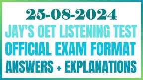 JAY'S 2ND CHANNEL - OET LISTENING TEST 25.08.2024 #oet #oetexam #oetnursing #oetlisteningtest