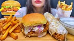 FAST FOOD ASMR MUKBANG | EATING CRISPY CHICKEN BURGER/SANDWICH + FRIES